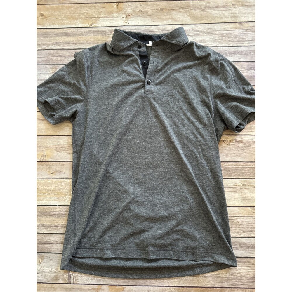 Lululemon Shirt Mens M Polo Performance Knit Golf Tennis Short Sleeve